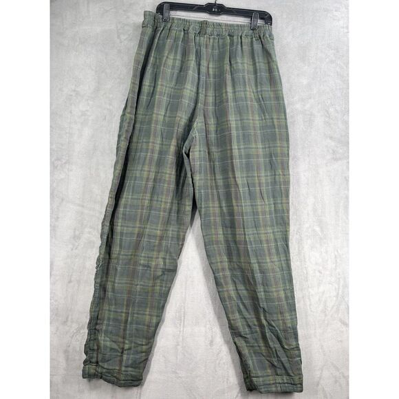 Free People CP Shades Plaid Trousers Millstone Green Slouchy Size Large - Picture 6 of 10